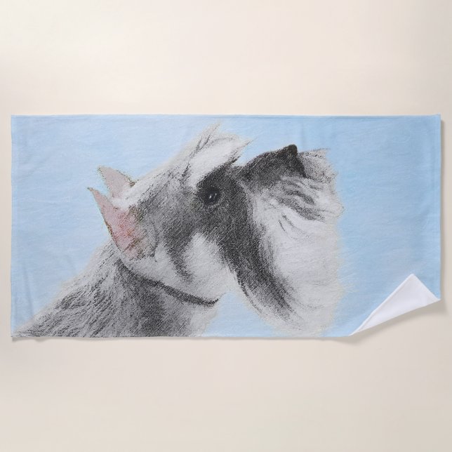 Schnauzer (Giant, Standard) Painting - Dog Art Beach Towel (Front)