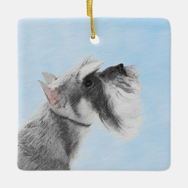 Schnauzer (Giant, Standard) Painting - Dog Art Ceramic Ornament (Front)