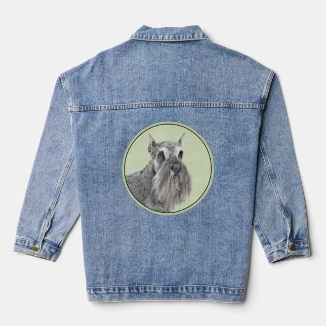 Schnauzer (Giant, Standard)  Painting - Dog Art Denim Jacket (Back)