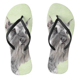 Schnauzer (Giant, Standard) Painting - Dog Art Flip Flops