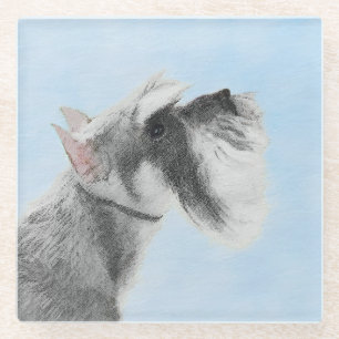 Schnauzer (Giant, Standard) Painting - Dog Art Glass Coaster