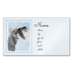 Schnauzer (Giant, Standard) Painting - Dog Art Magnetic Business Card