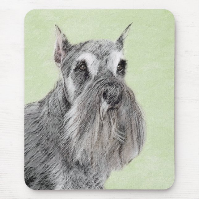 Schnauzer (Giant, Standard) Painting - Dog Art Mouse Pad (Front)