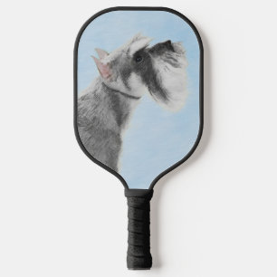 Schnauzer (Giant, Standard) Painting - Dog Art Pickleball Paddle