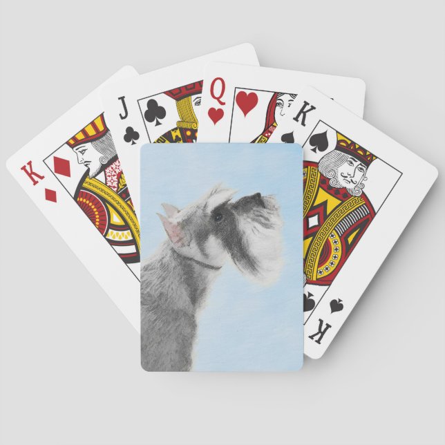 Schnauzer (Giant, Standard) Painting - Dog Art Playing Cards (Back)