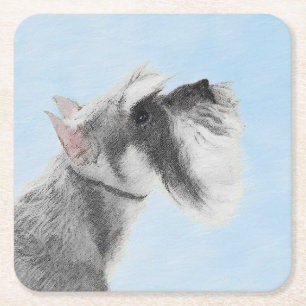 Schnauzer (Giant, Standard) Painting - Dog Art Square Paper Coaster