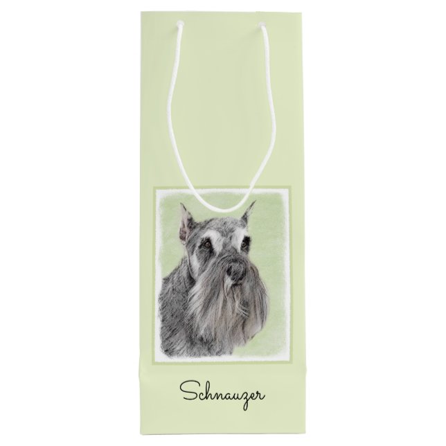 Schnauzer (Giant, Standard) Painting - Dog Art Wine Gift Bag (Back)