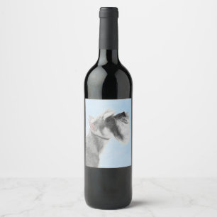 Schnauzer (Giant, Standard) Painting - Dog Art Wine Label