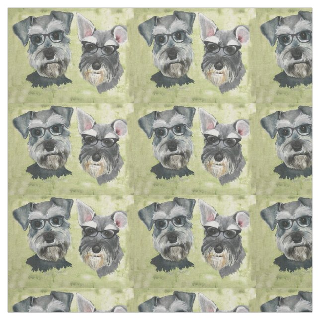 Schnauzer Groovy Glasses Combed Cotton Fabric (Swatch)