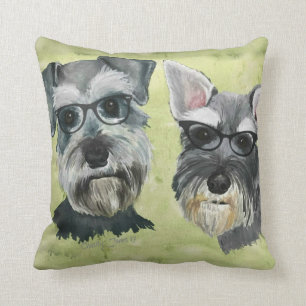 Schnauzer Groovy Glasses Throw Pillow