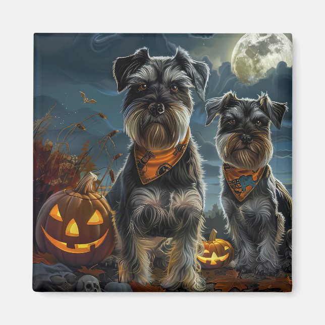 Schnauzer Halloween Spooky  Magnet (Front)
