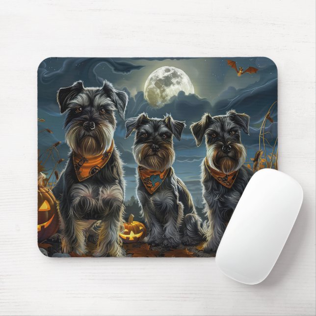 Schnauzer Halloween Spooky  Mouse Pad (With Mouse)