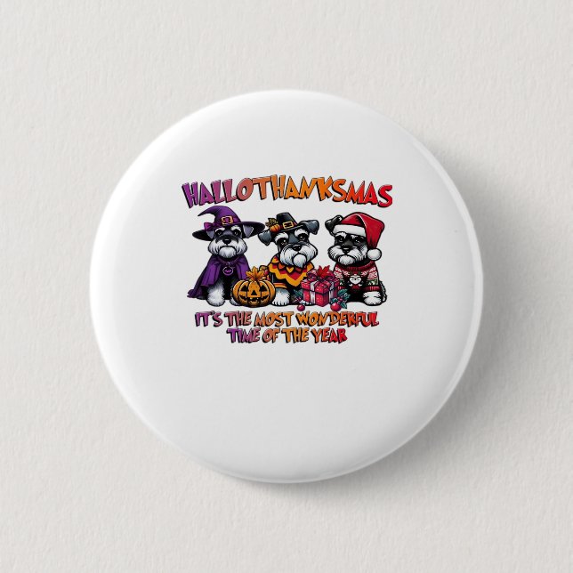 Schnauzer Halloween Thanksgiving Christmas Classic 2 Inch Round Button (Front)