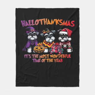 Schnauzer Halloween Thanksgiving Christmas Classic Fleece Blanket