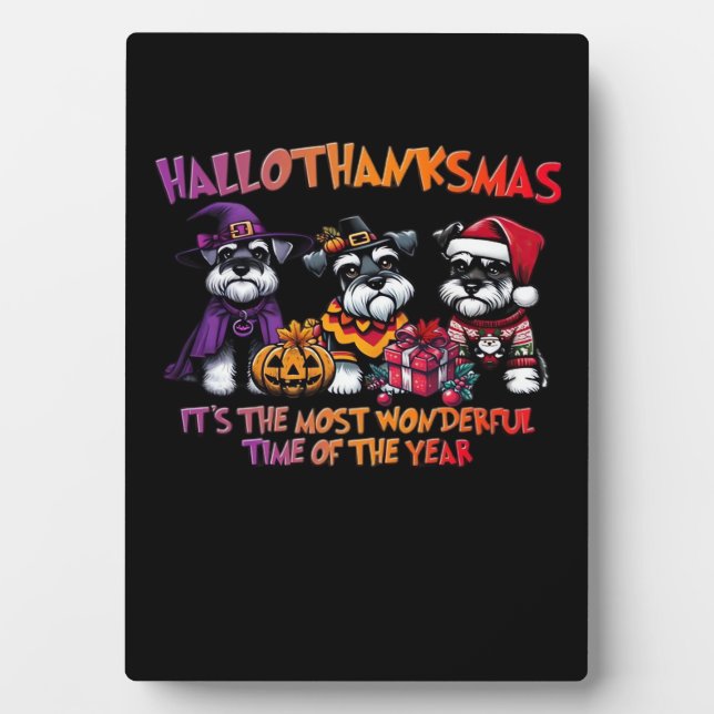 Schnauzer Halloween Thanksgiving Christmas Classic Plaque (Front)