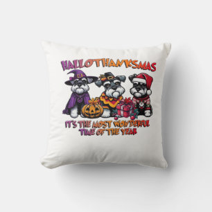Schnauzer Halloween Thanksgiving Christmas Classic Throw Pillow