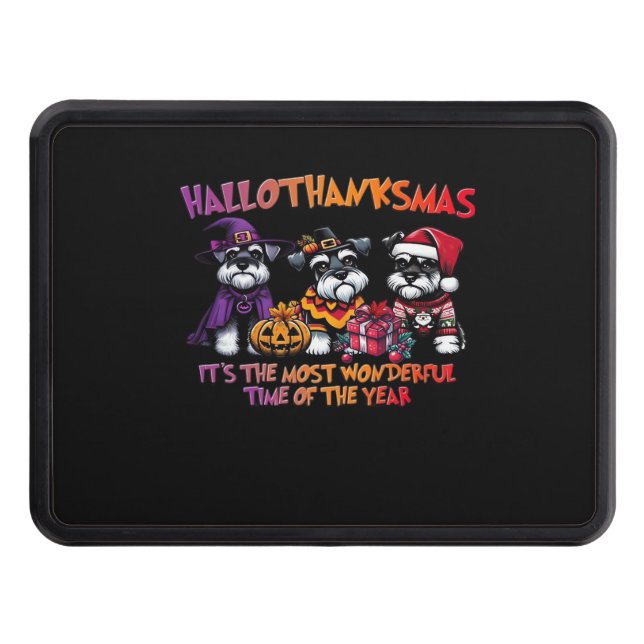 Schnauzer Halloween Thanksgiving Christmas Classic Trailer Hitch Cover (Front)