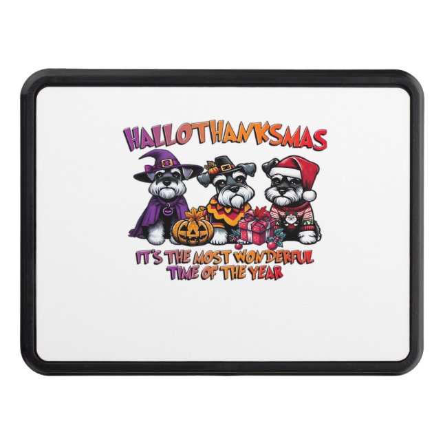Schnauzer Halloween Thanksgiving Christmas Classic Trailer Hitch Cover (Front)