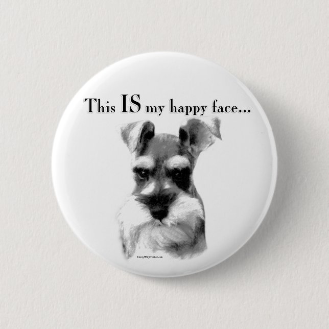 Schnauzer Happy Face 2 Inch Round Button (Front)