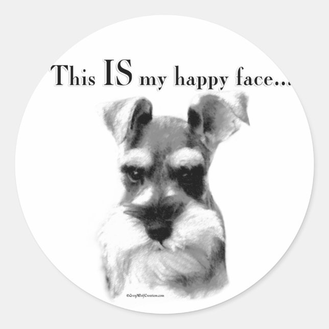 Schnauzer Happy Face Classic Round Sticker (Front)