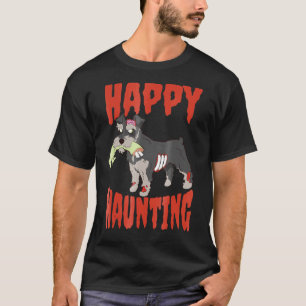 Schnauzer Happy Haunting Zombie Halloween Dog Shi T-Shirt