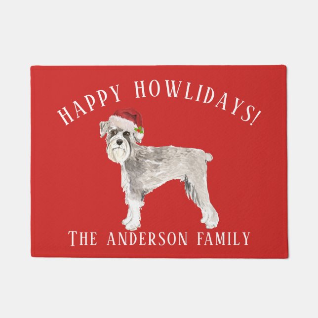 Schnauzer Happy Howlidays Christmas Doormat (Front)