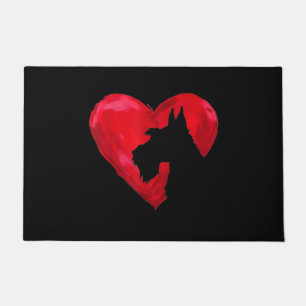 Schnauzer Heart Silhouette Valentines Day Dog Love Doormat