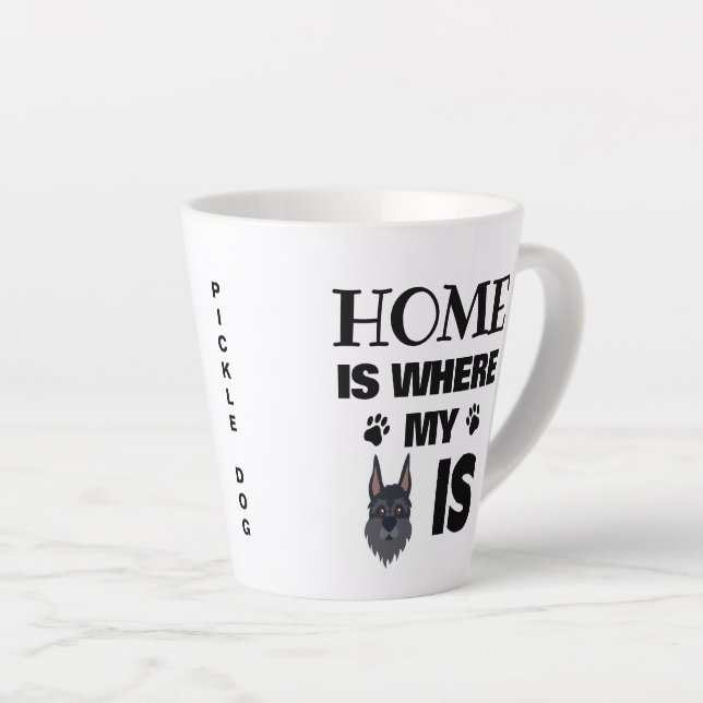 Schnauzer Home is Where My Dog Is Face Name Latte Mug (Right Angle)