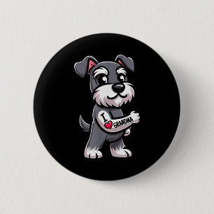 Schnauzer I Love Grandma Funny Dog Tattoo  2 Inch Round Button