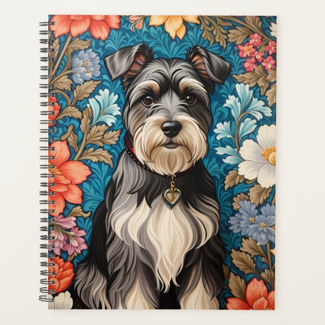 Schnauzer Joyeux Inspiré de Floral William Morris (Devant)
