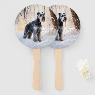 Schnauzer Let It Snow Christmas Hand Fan