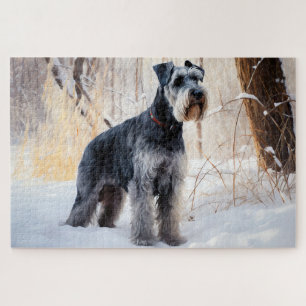 Schnauzer Let It Snow Christmas Jigsaw Puzzle