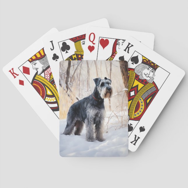 Schnauzer Let It Snow Christmas Playing Cards (Back)