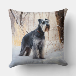 Schnauzer Let It Snow Christmas Throw Pillow