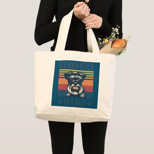 Schnauzer Mama Mother Retro Gifts Dog Mom  Large Tote Bag (Front (Product))