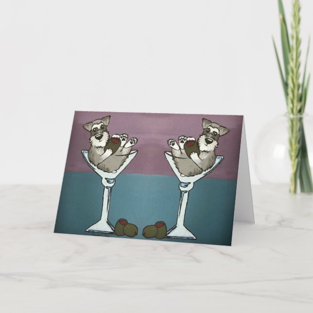Schnauzer Martini double la carte de voeux (Devant)