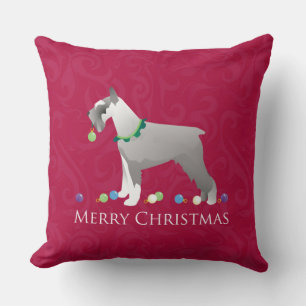 Schnauzer Merry Christmas Design Throw Pillow