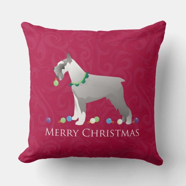 Schnauzer Merry Christmas Design Throw Pillow (Front)