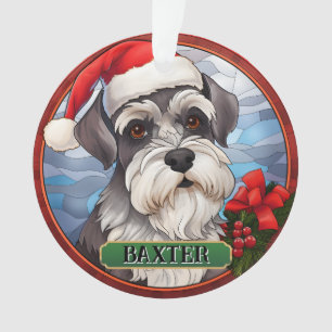 Schnauzer miniature en verre teint personnalisé