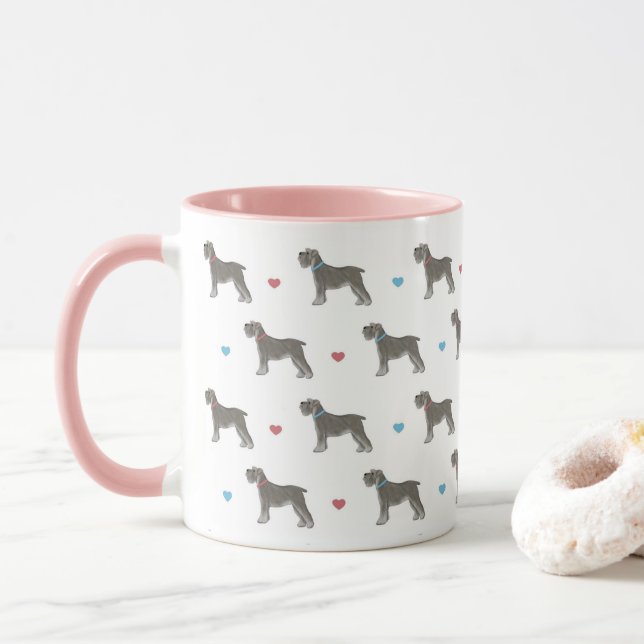 Schnauzer miniature et Mug Coeur (Avec donut)