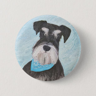 Schnauzer (Miniature) Painting - Cute Original Dog 2 Inch Round Button