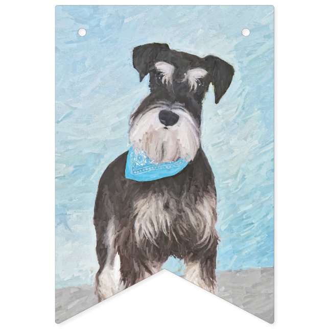 Schnauzer (Miniature) Painting - Cute Original Dog Bunting Flags (First Flag)