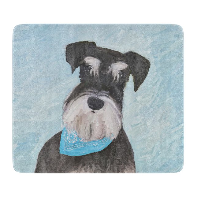 Schnauzer (Miniature) Painting - Cute Original Dog Cutting Board (Front)
