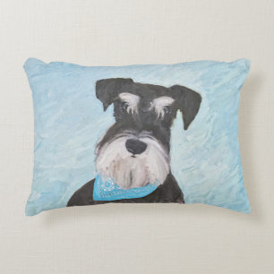 Schnauzer (Miniature) Painting - Cute Original Dog Decorative Pillow