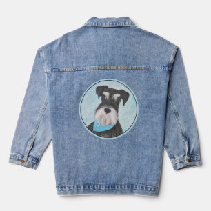 Schnauzer (Miniature) Painting - Cute Original Dog Denim Jacket