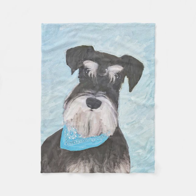 Schnauzer (Miniature) Painting - Cute Original Dog Fleece Blanket (Front)