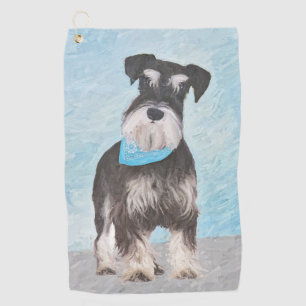 Schnauzer (Miniature) Painting - Cute Original Dog Golf Towel
