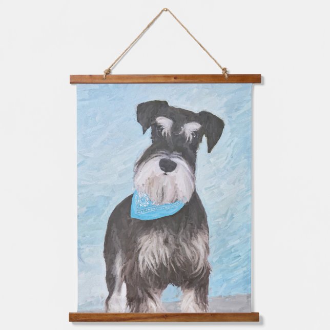 Schnauzer (Miniature) Painting - Cute Original Dog Hanging Tapestry (Front)