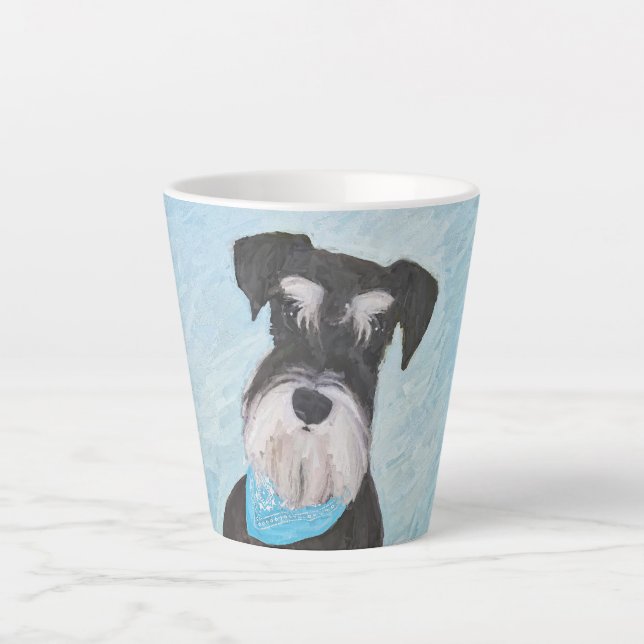 Schnauzer (Miniature) Painting - Cute Original Dog Latte Mug (Front)