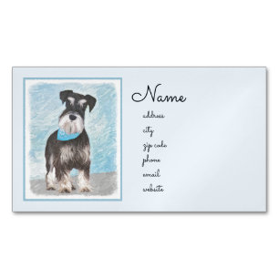Schnauzer (Miniature) Painting - Cute Original Dog Magnetic Business Card